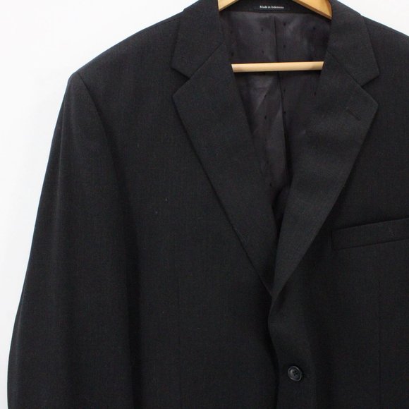 Joseph Feiss Blazer Mens Black Two Button Front 100% Wool Size 48 Short/46 Waist - Picture 3 of 10